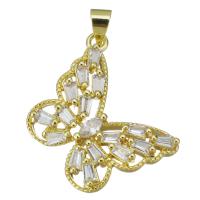 Cubic Zirconia Micro Pave Brass Pendant, Butterfly, fashion jewelry & for woman, gold Approx 3.5mm 