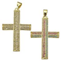 Cubic Zirconia Micro Pave Brass Pendant, Cross, fashion jewelry & micro pave cubic zirconia & for woman Approx 3.5mm 