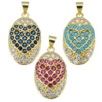 Cubic Zirconia Micro Pave Brass Pendant, Ellipse, fashion jewelry & micro pave cubic zirconia & for woman Approx 3.5mm 