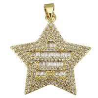 Cubic Zirconia Micro Pave Brass Pendant, Star, fashion jewelry & micro pave cubic zirconia & for woman, gold Approx 3.5mm 