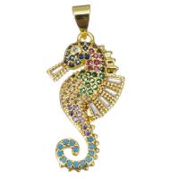 Cubic Zirconia Micro Pave Brass Pendant, Seahorse, fashion jewelry & micro pave cubic zirconia & for woman, gold Approx 3.5mm 