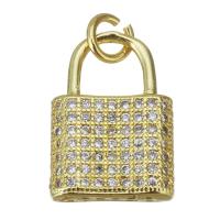 Cubic Zirconia Micro Pave Brass Pendant, Lock, fashion jewelry & micro pave cubic zirconia & for woman, gold Approx 3mm 