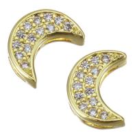 Cubic Zirconia Micro Pave Brass Pendant, Moon, fashion jewelry & micro pave cubic zirconia & for woman, gold Approx 