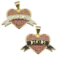 Cubic Zirconia Micro Pave Brass Pendant, Heart, fashion jewelry & micro pave cubic zirconia & for woman Approx 3.5mm 