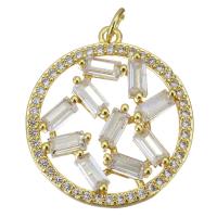 Cubic Zirconia Micro Pave Brass Pendant, Round, fashion jewelry & micro pave cubic zirconia & for woman, gold Approx 3.5mm 