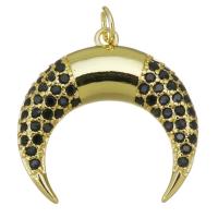 Cubic Zirconia Micro Pave Brass Pendant, Moon, fashion jewelry & micro pave cubic zirconia & for woman, gold Approx 3.5mm 