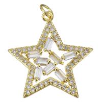 Cubic Zirconia Micro Pave Brass Pendant, Star, fashion jewelry & micro pave cubic zirconia & for woman, gold Approx 3.5mm 