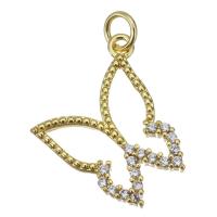 Cubic Zirconia Micro Pave Brass Pendant, Butterfly, fashion jewelry & micro pave cubic zirconia & for woman, gold Approx 3.5mm 