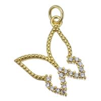 Colgante de Micro Pavé de Zirconía Cúbica, metal, Mariposa, Joyería & micro arcilla de zirconia cúbica & para mujer, dorado, 19x22x3mm, agujero:aproximado 3.5mm, Vendido por UD