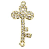 Cubic Zirconia Micro Pave Brass Pendant, Key, fashion jewelry & micro pave cubic zirconia & for woman, gold Approx 1.5mm 
