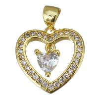 Cubic Zirconia Micro Pave Brass Pendant, Heart, fashion jewelry & micro pave cubic zirconia & for woman, gold Approx 3.5mm 