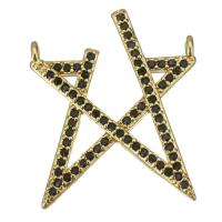 Conector de Micro Pavé de Zirconía Cúbica en Latón, metal, Estrella, Joyería & micro arcilla de zirconia cúbica & para mujer, dorado, 19x22.5x3mm, agujero:aproximado 1.5mm, Vendido por UD