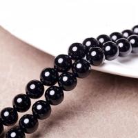 perles de pierre gemme, diamant noir, Rond, poli, DIY & normes différentes pour le choix, noire, Vendu par brin