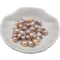 Freshwater Pearl Pendants, with Zinc Alloy, silver color plated, DIY 