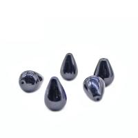 Natural Black Agate Beads, Teardrop, polished, DIY, black 