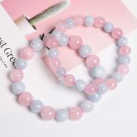 Gemstone Bracelets, Aquamarine, with Rose Quartz, Round, fashion jewelry  pink, 18cm 