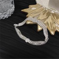 Cubic Zirconia Micro Pave Brass Bracelet, with Cubic Zirconia, Adjustable & fashion jewelry, white, 18cm 