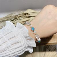 Cultured Freshwater Pearl Brass Bracelet, with Freshwater Pearl, fashion jewelry, white, 18cm 