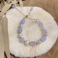 Bracelets en pierres précieuses, laiton, avec perle d'eau douce cultivée, bijoux de mode, blanc, 18cm, Vendu par brin