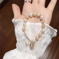 Cultured Freshwater Pearl Brass Bracelet, with Freshwater Pearl, fashion jewelry, white, 18cm 