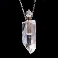 alliage de zinc Collier de bouteille de parfum, avec quartz clair, bijoux de mode, blanc 45cm+5cm, Vendu par brin