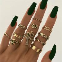 Zinc Alloy Ring Set, finger ring, plated, eleven pieces & fashion jewelry, golden 