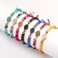 Agate Bracelets, Brass, with Wax Cord & Agate & Resin & Stainless Steel, plated, Adjustable & fashion jewelry & for woman 