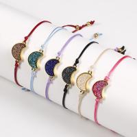 Fashion Create Wax Cord Bracelets, Brass, with Resin & Stainless Steel, plated, Adjustable & fashion jewelry & for woman 