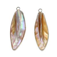 Natural Freshwater Shell Pendants, Pearl Shell, with Stainless Steel, irregular, gold color plated 