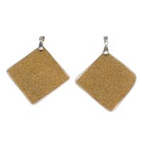 Natural Freshwater Shell Pendants, with Stainless Steel, Square, silver color plated 