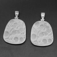 joyas de colgante de cristal de corazón, con acero inoxidable, Irregular, chapado en color de plata, 54x42x12mm, Vendido por UD