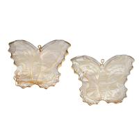 Pendentifs de coquille en laiton, Nacre perles, papillon, Placage de couleur d'or Vendu par PC
