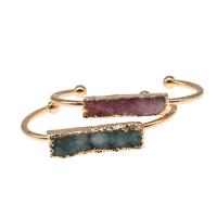 Ice Quartz Agate Cuff Bangle, with Brass, irregular, gold color plated nickel, lead & cadmium free 
