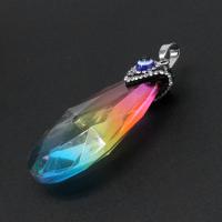 Crystal Jewelry Pendants, with Stainless Steel, Teardrop, silver color plated, Crystal CAL 