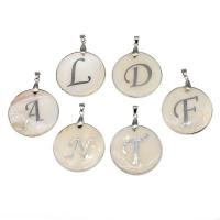 Natural Freshwater Shell Pendants, with Stainless Steel, Round, silver color plated 