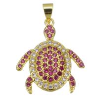 Cubic Zirconia Micro Pave Brass Pendant, Turtle, fashion jewelry & micro pave cubic zirconia & for woman, gold Approx 3.5mm 