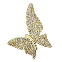 Cubic Zirconia Micro Pave Brass Pendant, Butterfly, fashion jewelry & micro pave cubic zirconia & for woman, gold Approx 2mm 