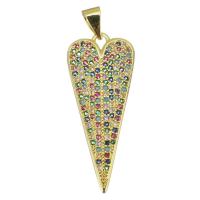 Colgante de Micro Pavé de Zirconía Cúbica, metal, Corazón, Joyería & micro arcilla de zirconia cúbica & para mujer, dorado, 13x32x3mm, agujero:aproximado 3.5mm, Vendido por UD