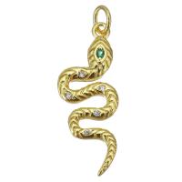Cubic Zirconia Micro Pave Brass Pendant, Snake, fashion jewelry & micro pave cubic zirconia & for woman, gold Approx 3.5mm 