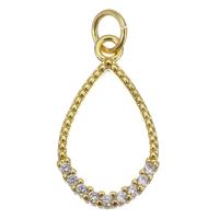 Colgante de Micro Pavé de Zirconía Cúbica, metal, Gota, Joyería & micro arcilla de zirconia cúbica & para mujer, dorado, 11x20x3mm, agujero:aproximado 3.5mm, Vendido por UD