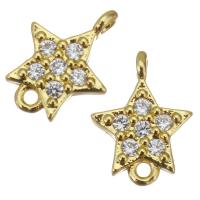 Colgante de Micro Pavé de Zirconía Cúbica, metal, Estrella, Joyería & micro arcilla de zirconia cúbica & para mujer, dorado, 8x10x2mm, agujero:aproximado 1mm, Vendido por UD