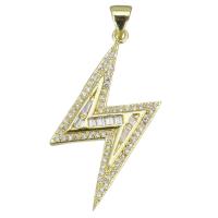 Cubique Pendentif en laiton zircon pavent, Symbole de la foudre, bijoux de mode & pavé de micro zircon & pour femme, Or Environ 3.5mm, Vendu par PC