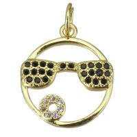 Colgante de Micro Pavé de Zirconía Cúbica, metal, Joyería & micro arcilla de zirconia cúbica & para mujer, dorado, 14.5x16.5x2mm, agujero:aproximado 3.5mm, Vendido por UD