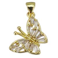 Cubic Zirconia Micro Pave Brass Pendant, Butterfly, fashion jewelry & for woman, gold Approx 3.5mm 