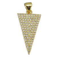 Cubic Zirconia Micro Pave Brass Pendant, Triangle, fashion jewelry & micro pave cubic zirconia & for woman, gold Approx 3.5mm 