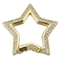 Brass Clasp, Star, fashion jewelry & micro pave cubic zirconia & for woman, gold 