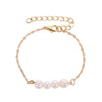 Brass Bracelets, with Plastic Pearl, fashion jewelry 