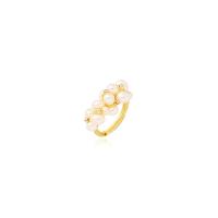 metal anillo, con Perlas plásticas, Joyería, dorado, Vendido por UD