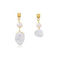 Zinc Alloy Drop Earring, with Plastic Pearl, plated, fashion jewelry, gold 