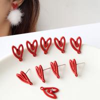 Zinc Alloy Earring Drop Component, Heart, painted, DIY & stoving varnish, red 
